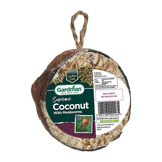 Half Coconut With Mealworms Single