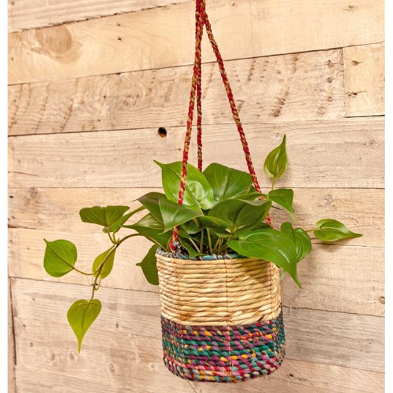 Artisan Hanging Plant Basket Small Cylindrical