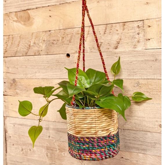 Artisan Hanging Plant Basket - Small Cylindrical