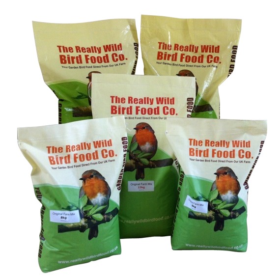 Bags of sunflower hearts for birds