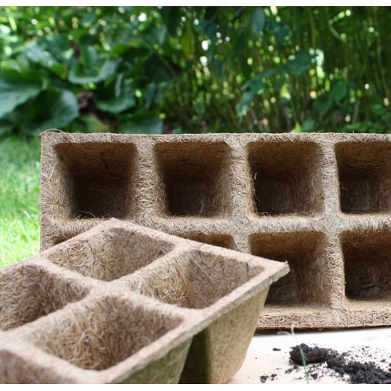 Rubberised Coir Tray of 12 Seedling Pots Square
