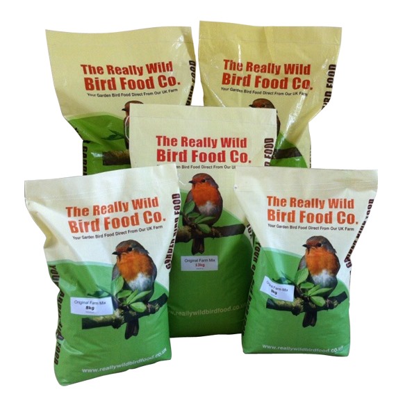 Bags of sunflower seeds for birds