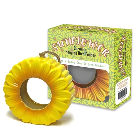 Clearance Sunflower Ceramic Hanging Bird Feeder