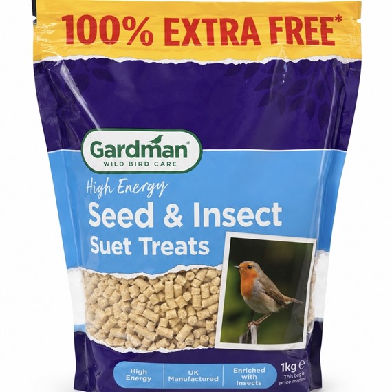 Gardman Seed & Insect Suet Treats 500g + 100% Extra Free