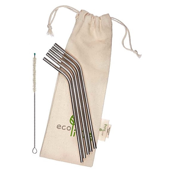 5 eco-Living Stainless Steel Bent Drinking Straws