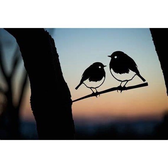 Metal Bird - Pair Of Robins