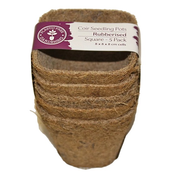 Rubberised Coir Seedling Pots - Square - Pack of 5
