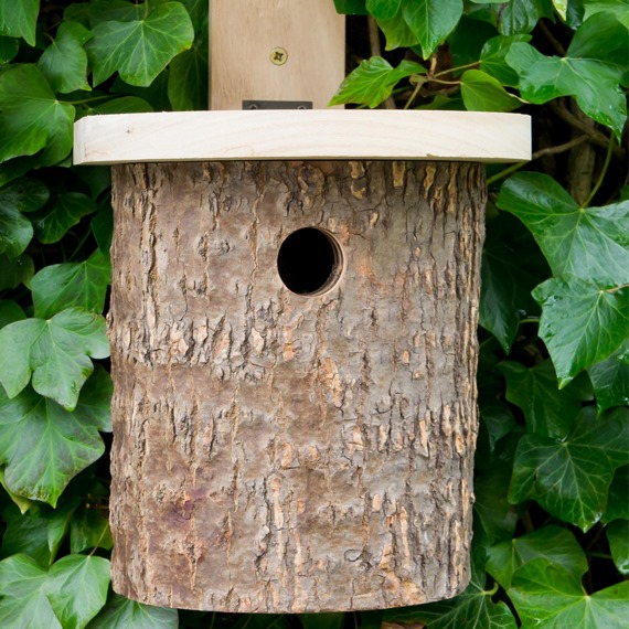 Natural Log Tit Nest Box 