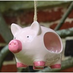 'Curlie' Hanging Ceramic Pig - Bird Feeder