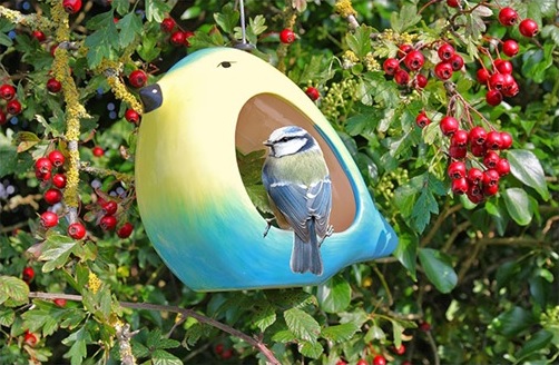 Ceramic blue tit feeder