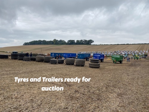 Tyres and trailers ready for auction