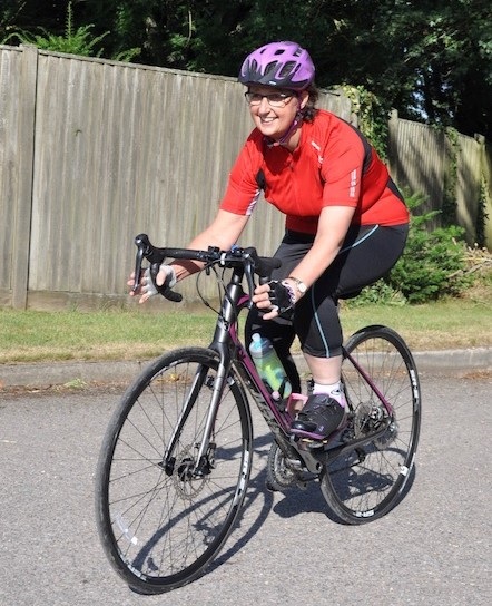 Lesley cycling