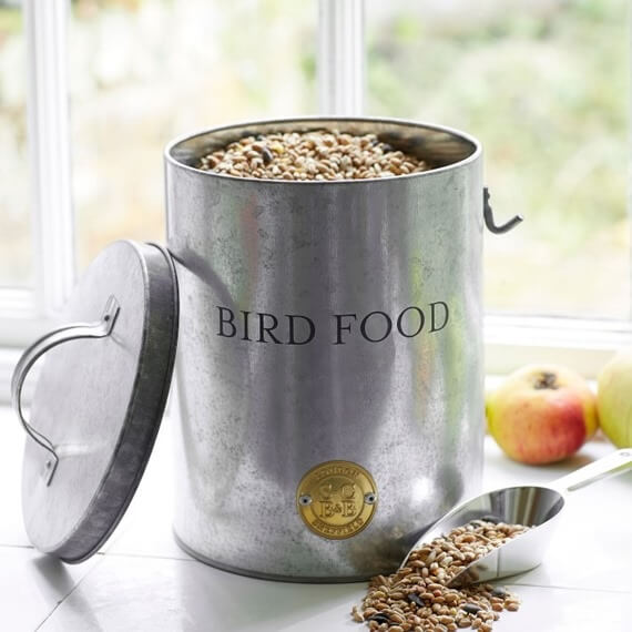 Bird food tin